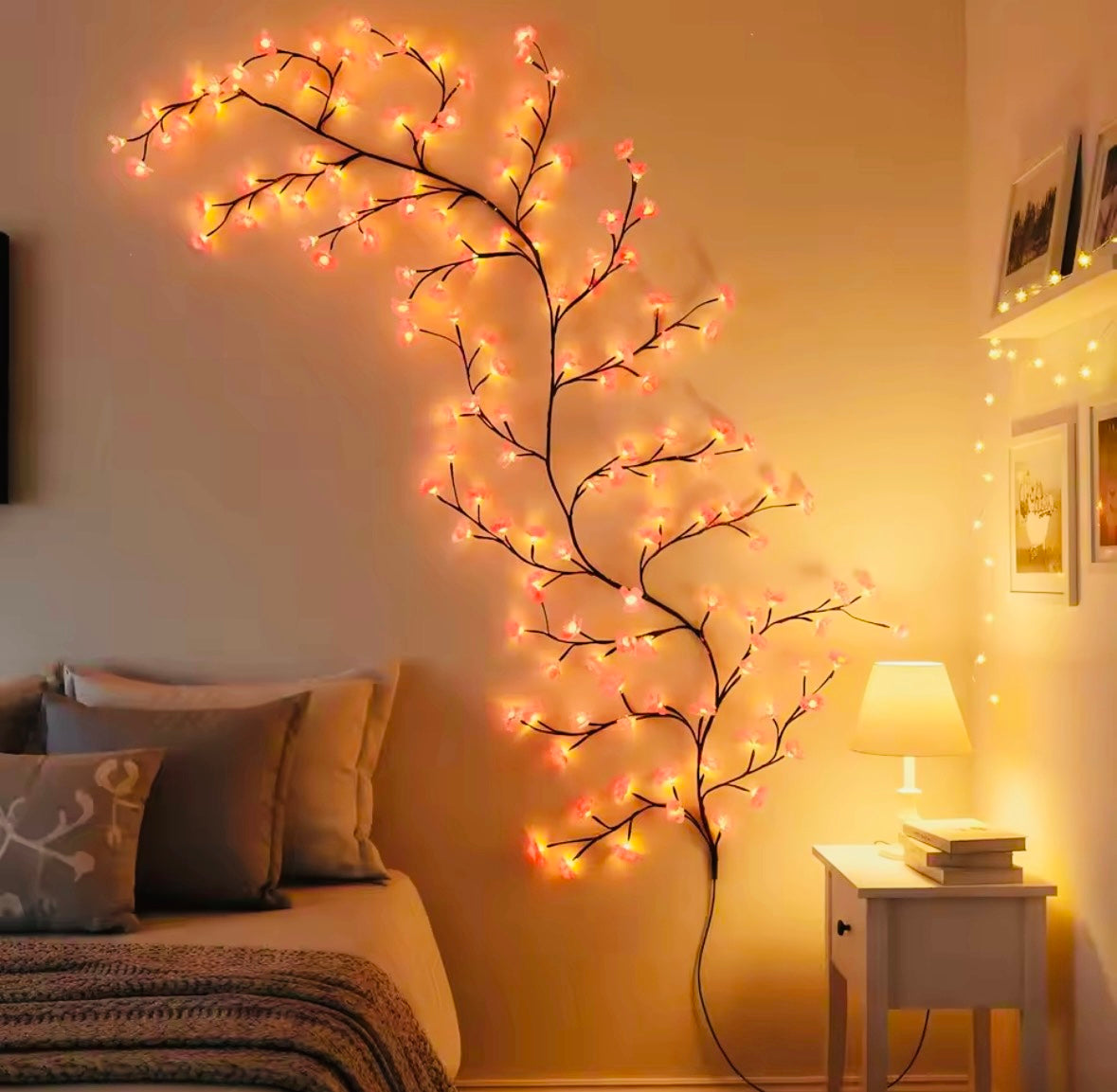 Premium Artificial Leaves Bail | 7 Ft LED Fairy Lights | Battery Operated