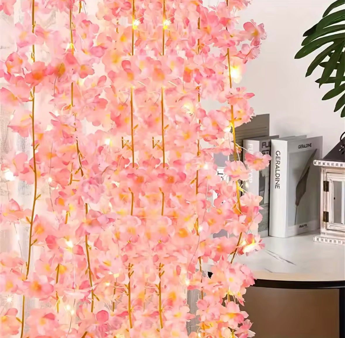 Premium Artificial Leaves Bail | 7 Ft LED Fairy Lights | Battery Operated