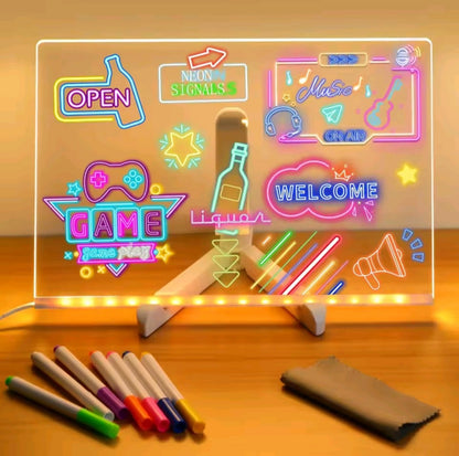 LED Note Board With Night Light Colorful 7 Pens
