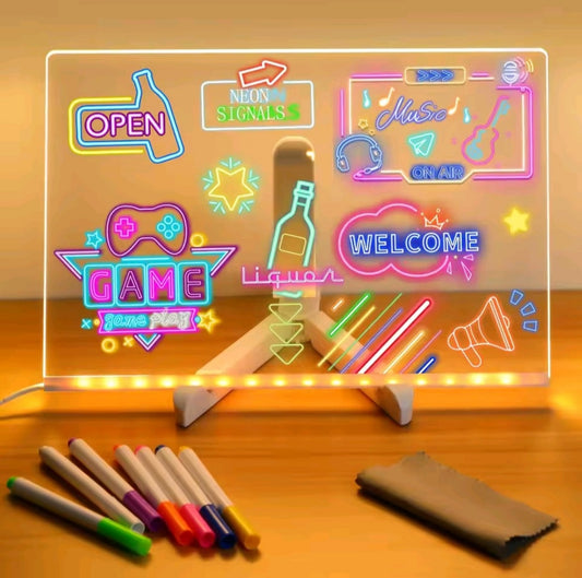LED Note Board With Night Light Colorful 7 Pens