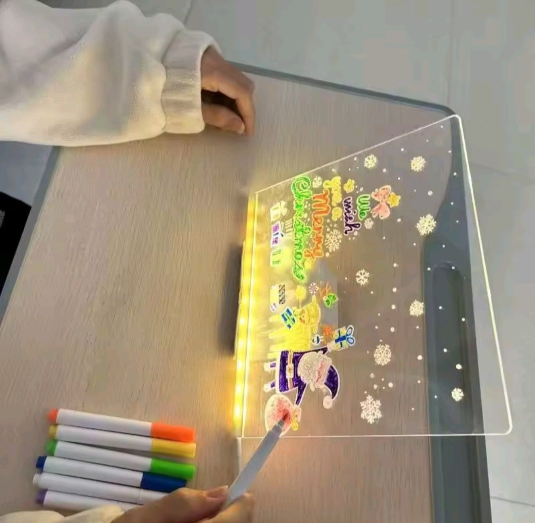 LED Note Board With Night Light Colorful 7 Pens