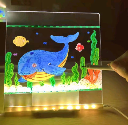 LED Note Board With Night Light Colorful 7 Pens