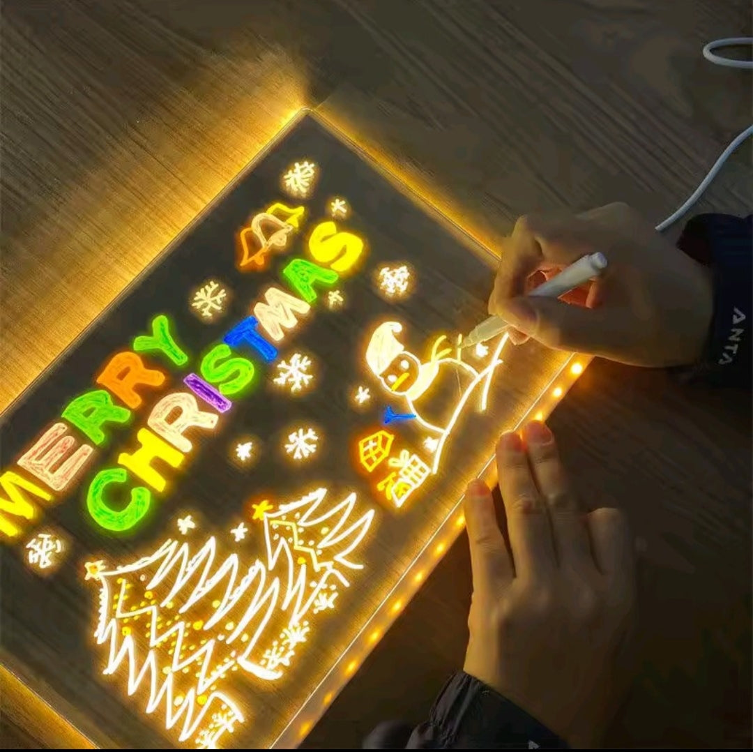 LED Note Board With Night Light Colorful 7 Pens