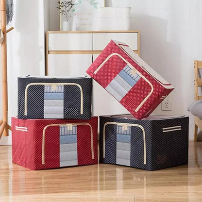 SET OF 3 Steel Frame Foldable Storage Bags Large Capacity Zipper & Clear Window